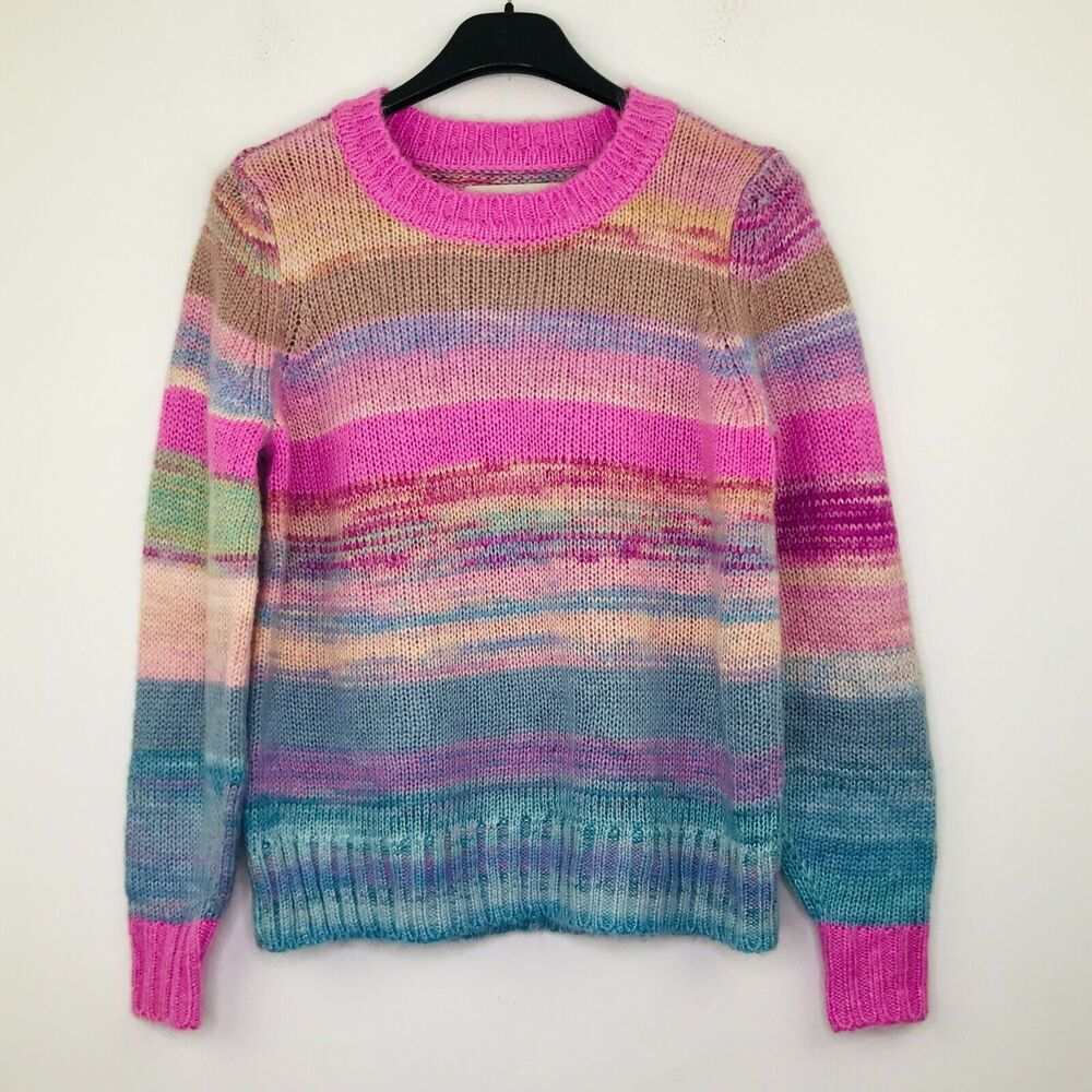 LOFT Women's MP Sweater Multicolor Pastel Striped Crew Knit Pullover NWT BK19